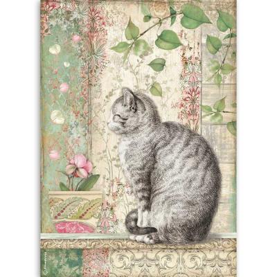 Stamperia Orchids and Cats Rice Paper - Cat